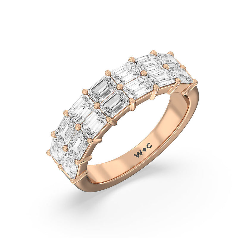 Two Row Emerald East-West Anniversary Ring