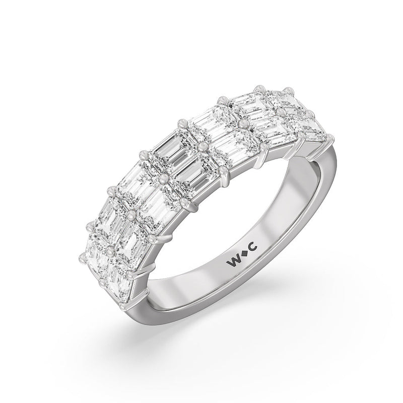 Two Row Emerald East-West Anniversary Ring