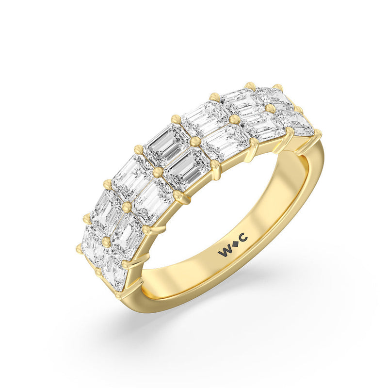 Two Row Emerald East-West Anniversary Ring
