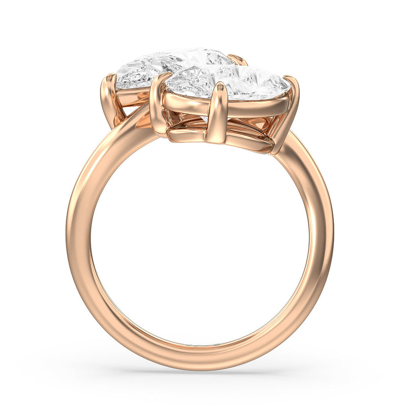 Twin Diamond Bypass Toi et Moi Engagement Ring