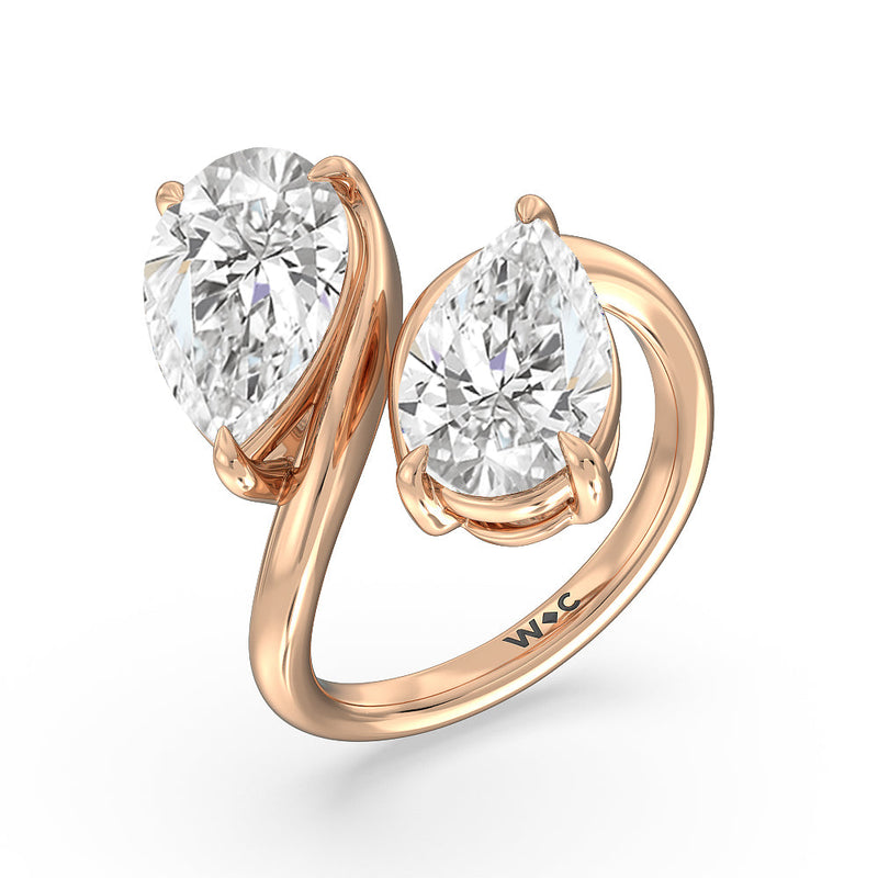 Twin Diamond Bypass Toi et Moi Engagement Ring