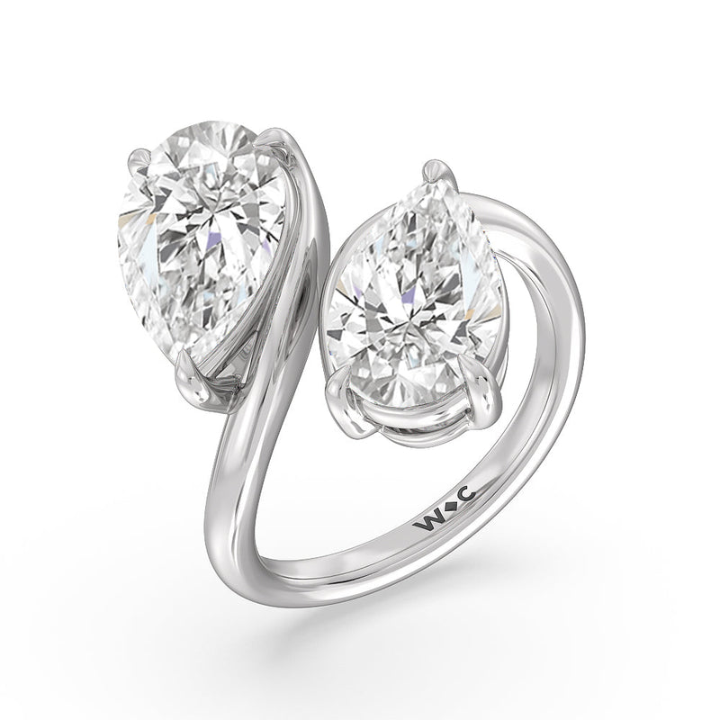 Twin Diamond Bypass Toi et Moi Engagement Ring