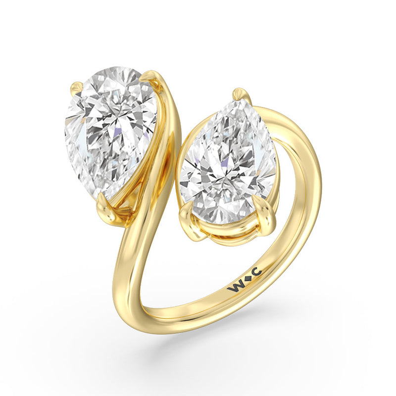 Twin Diamond Bypass Toi et Moi Engagement Ring