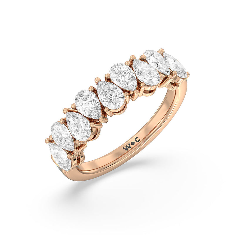 North-South Pear Diamond Anniversary Ring