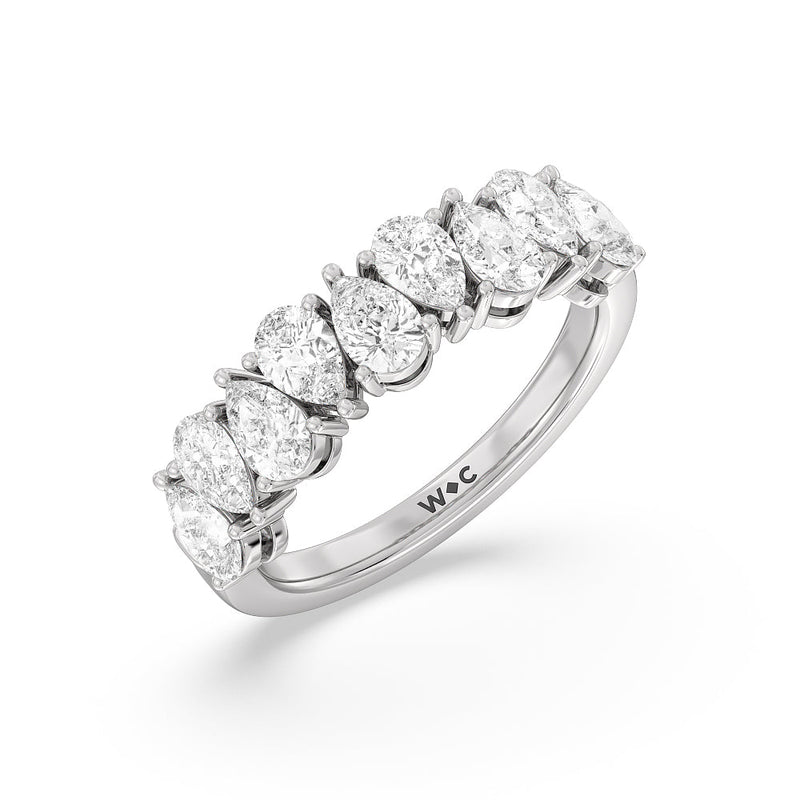 North-South Pear Diamond Anniversary Ring