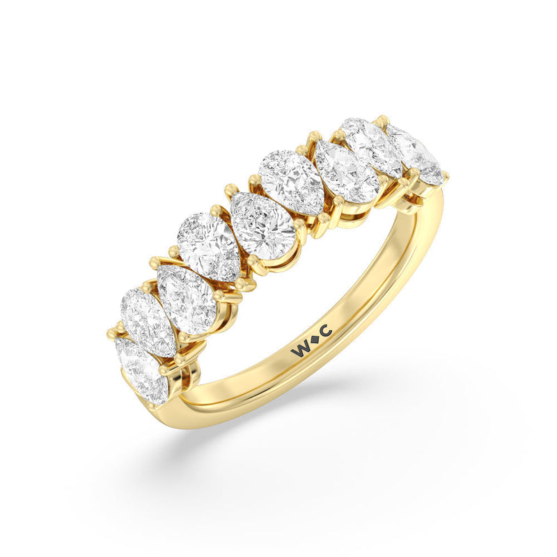 North-South Pear Diamond Anniversary Ring