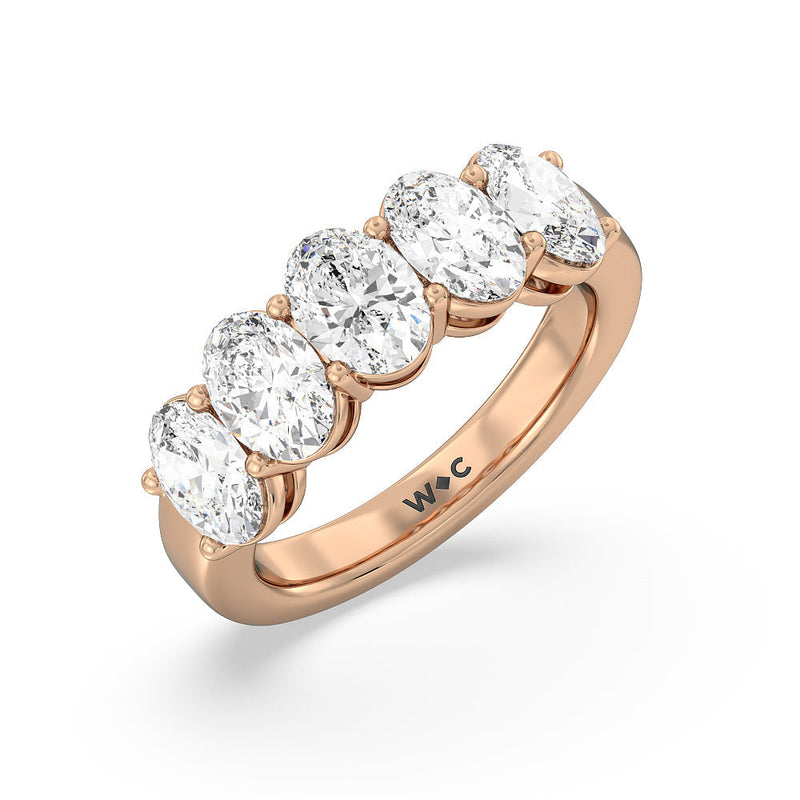 Classic Five Stone Oval Diamond Anniversary Ring (F+ SI+)