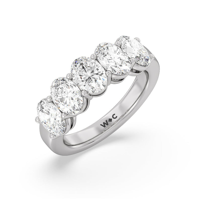 Classic Five Stone Oval Diamond Anniversary Ring (F+ SI+)