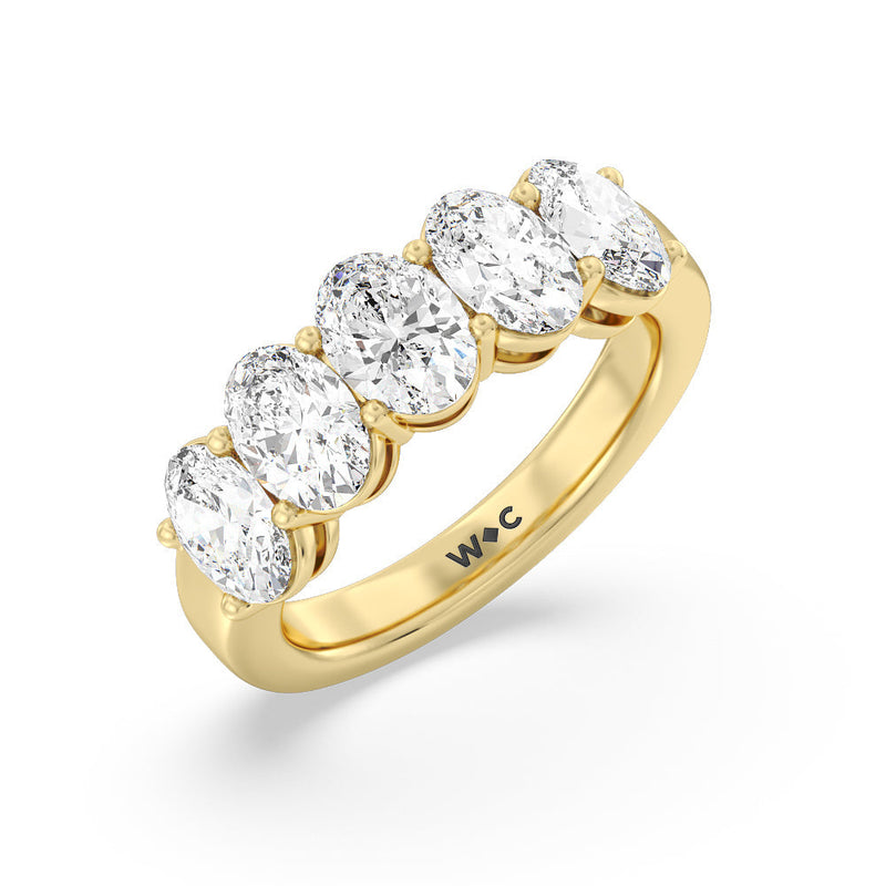 Classic Five Stone Oval Diamond Anniversary Ring (F+ SI+)