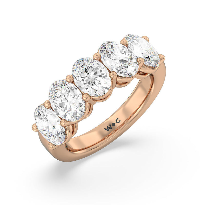 Classic Five Stone Oval Diamond Anniversary Ring (F+ SI+)