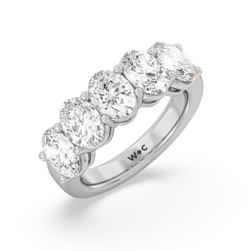 Classic Five Stone Oval Diamond Anniversary Ring (F+ SI+)