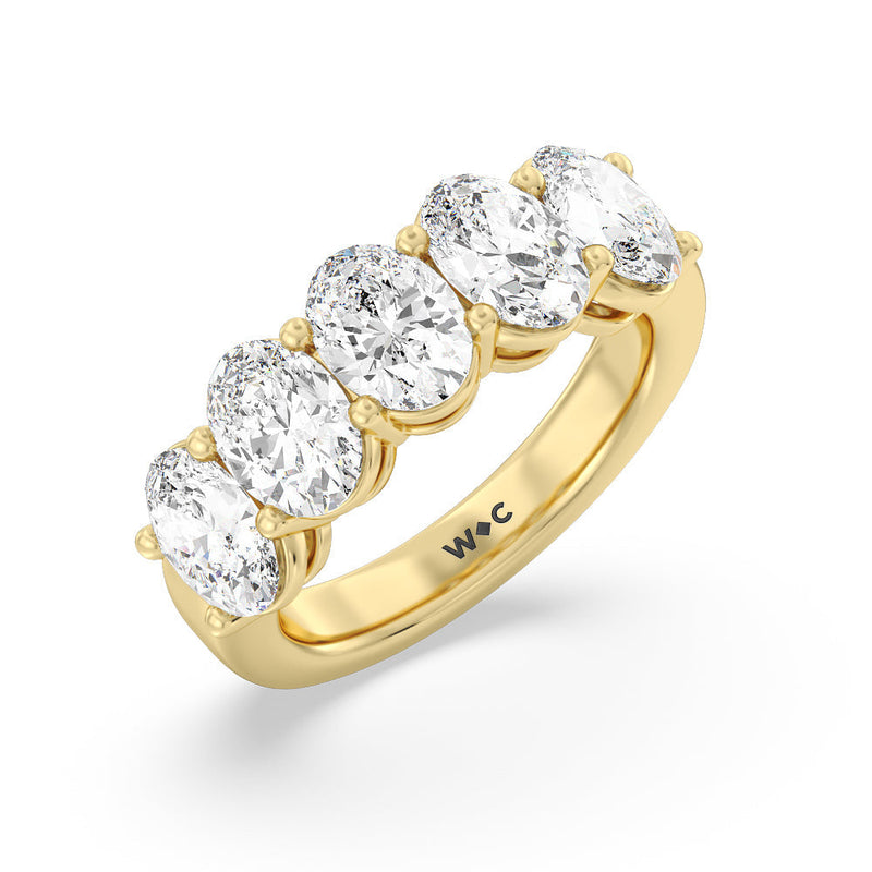 Classic Five Stone Oval Diamond Anniversary Ring (F+ SI+)