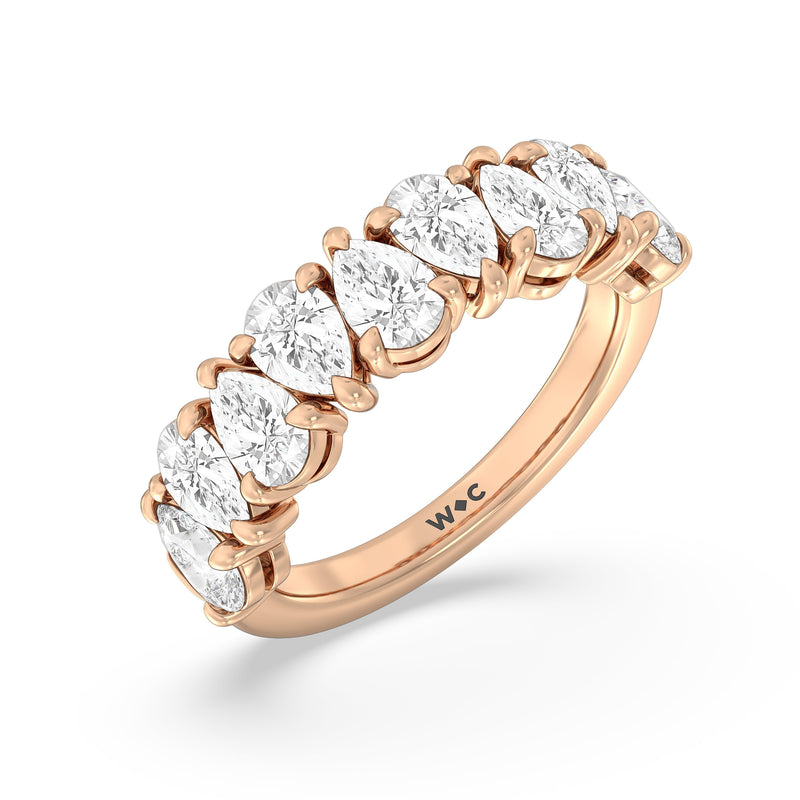 North-South Pear Diamond Anniversary Ring