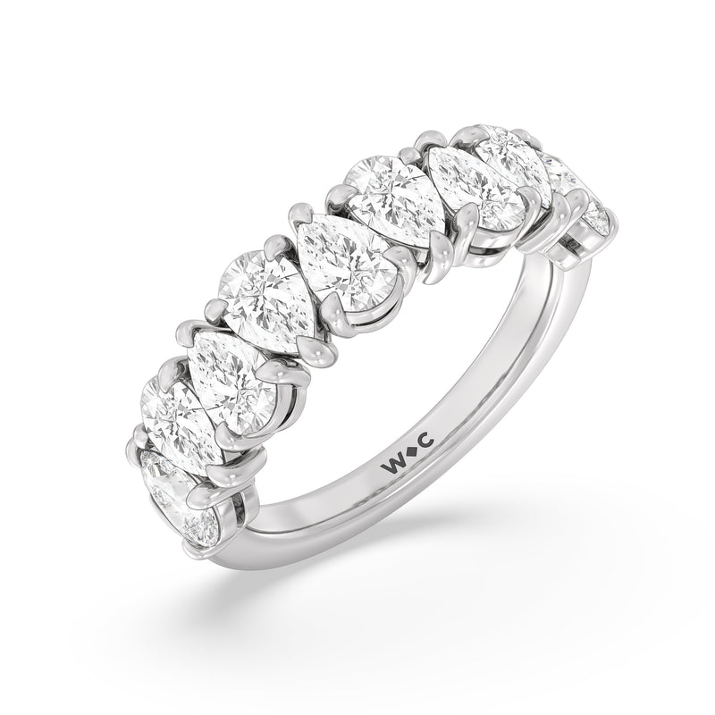 North-South Pear Diamond Anniversary Ring