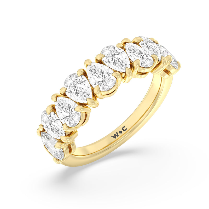 North-South Pear Diamond Anniversary Ring