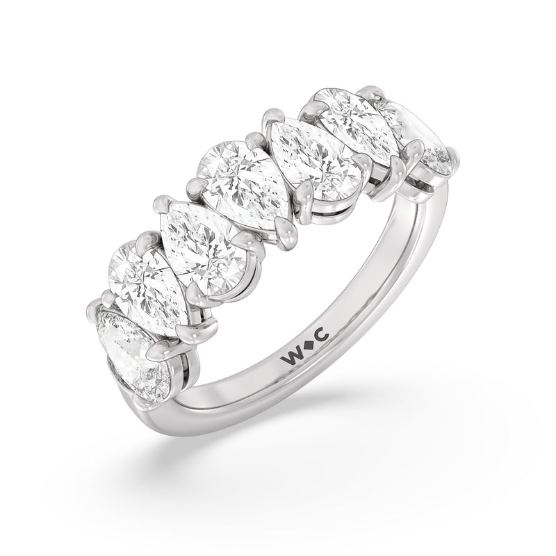 North-South Pear Diamond Anniversary Ring