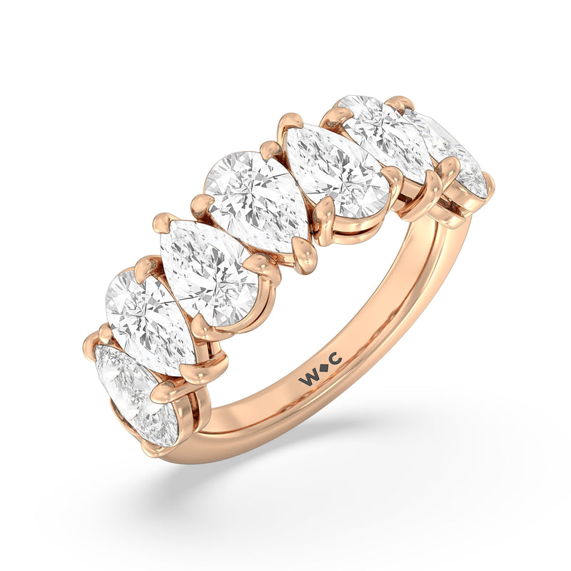 North-South Pear Diamond Anniversary Ring