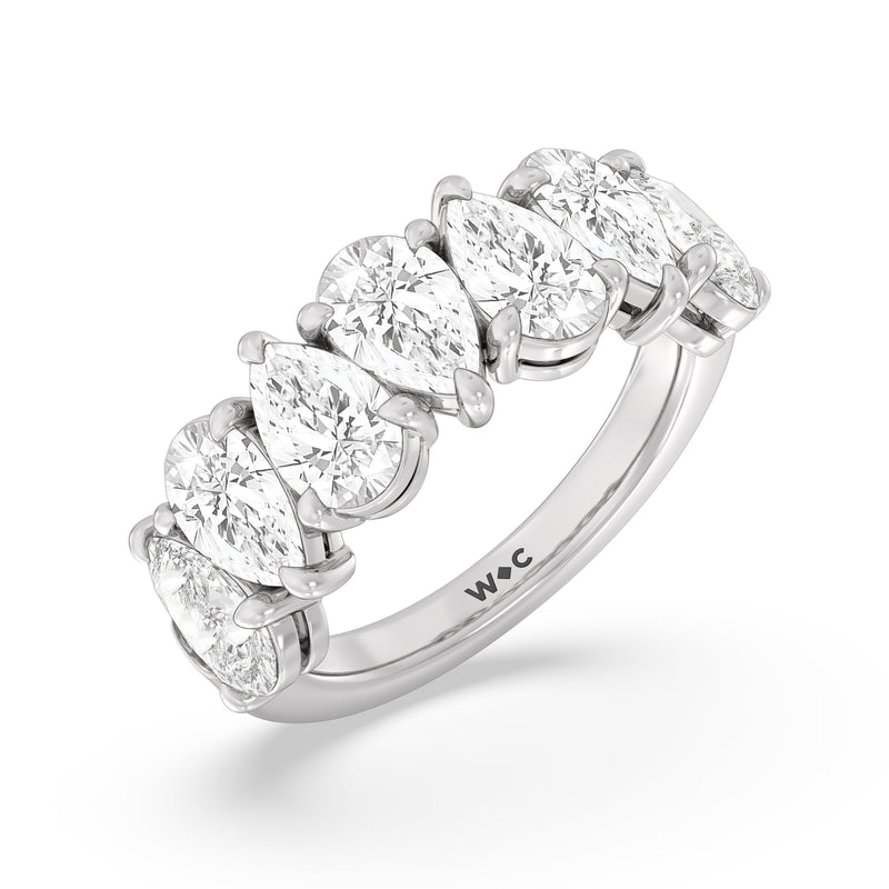 North-South Pear Diamond Anniversary Ring