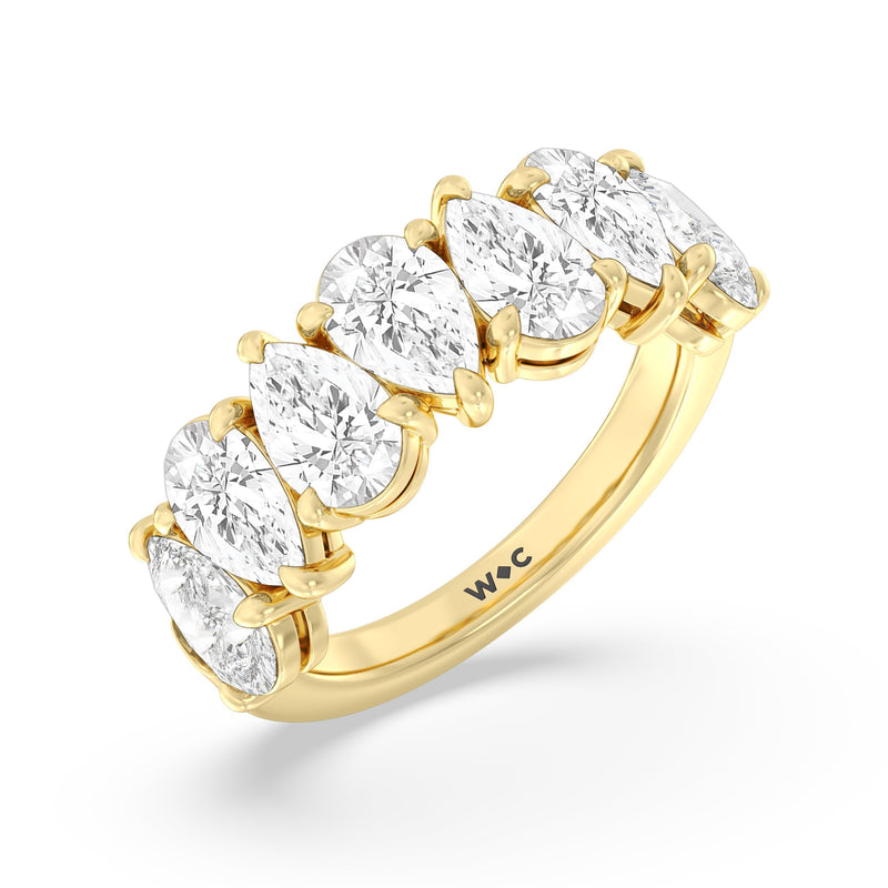 North-South Pear Diamond Anniversary Ring