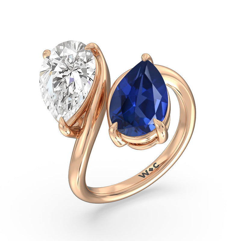 Toi et Moi Created Sapphire and Lab Diamond Bypass Engagement Ring