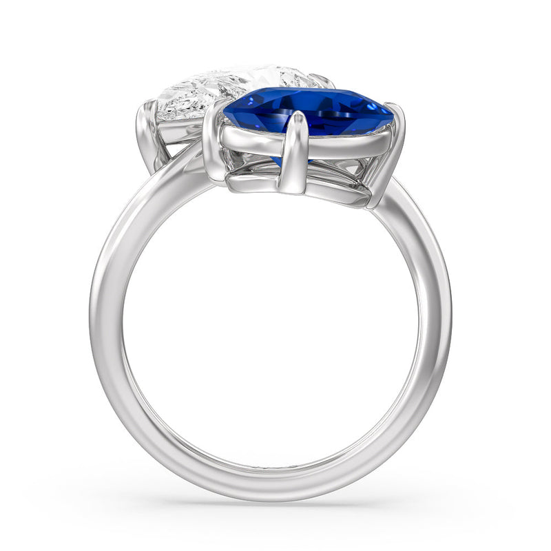 Toi et Moi Created Sapphire and Lab Diamond Bypass Engagement Ring