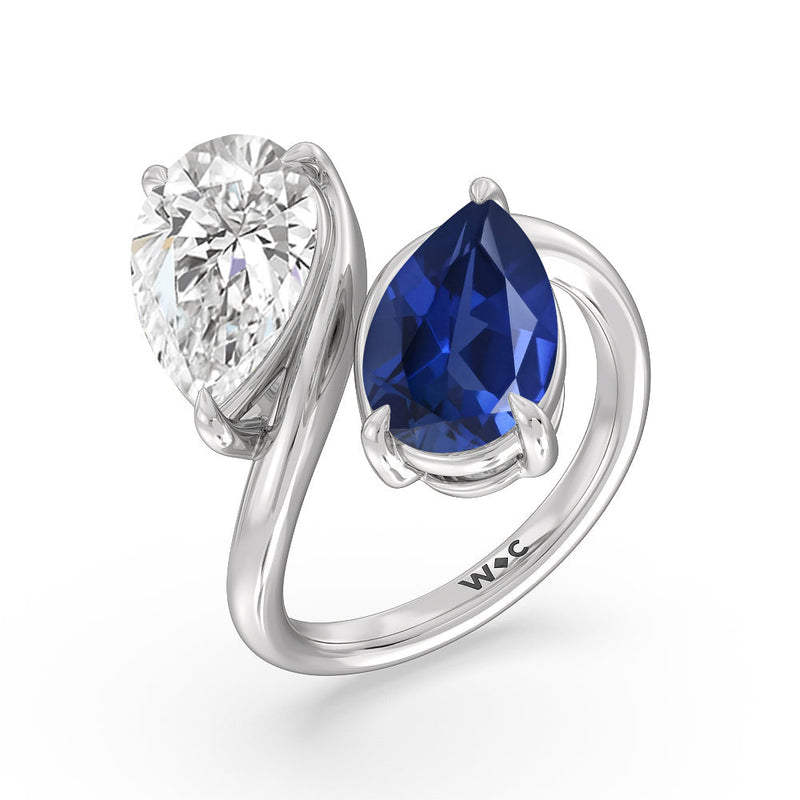 Toi et Moi Created Sapphire and Lab Diamond Bypass Engagement Ring