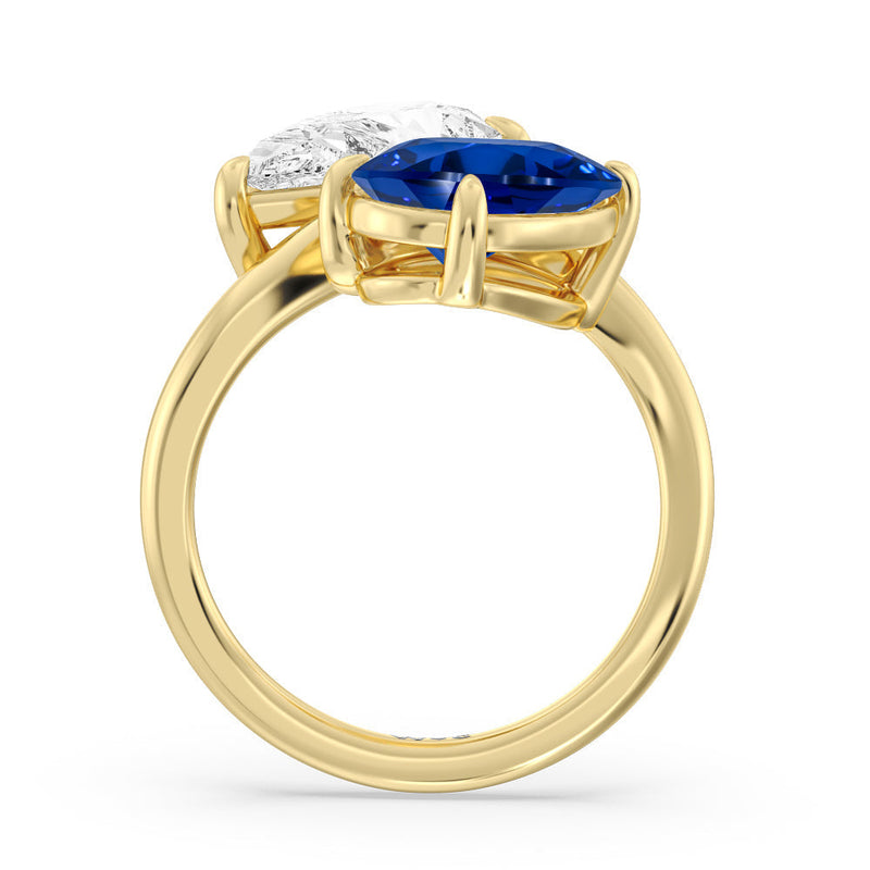 Toi et Moi Created Sapphire and Lab Diamond Bypass Engagement Ring