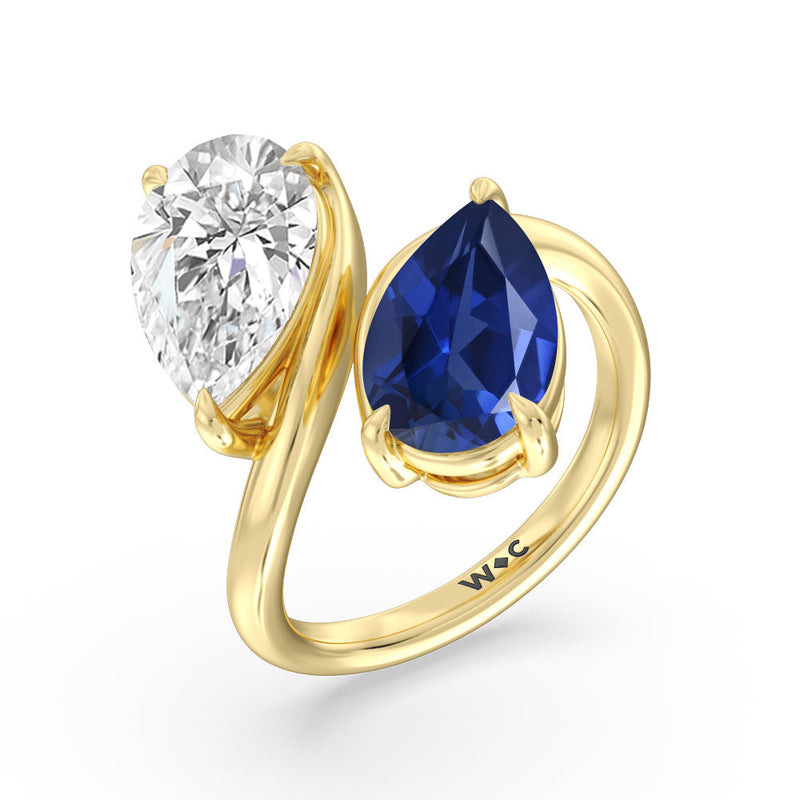 Toi et Moi Created Sapphire and Lab Diamond Bypass Engagement Ring