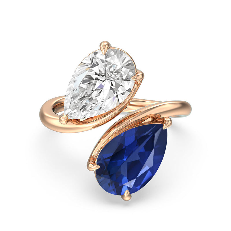 Toi et Moi Created Sapphire and Lab Diamond Bypass Engagement Ring