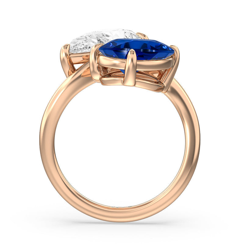 Toi et Moi Created Sapphire and Lab Diamond Bypass Engagement Ring