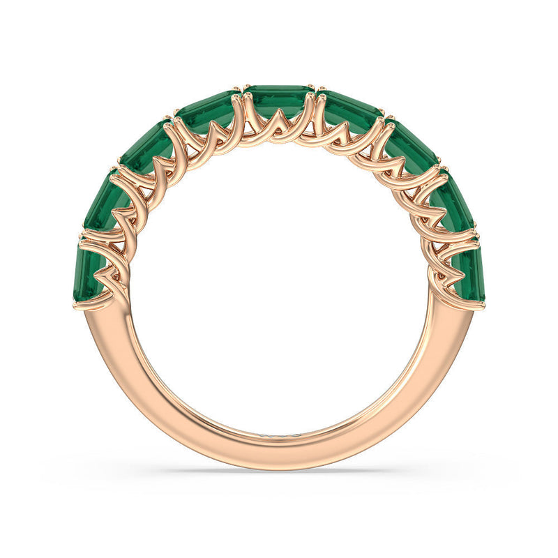 Created Emerald East-West Modern Trellis Anniversary Ring
