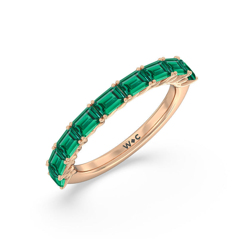 Created Emerald East-West Modern Trellis Anniversary Ring
