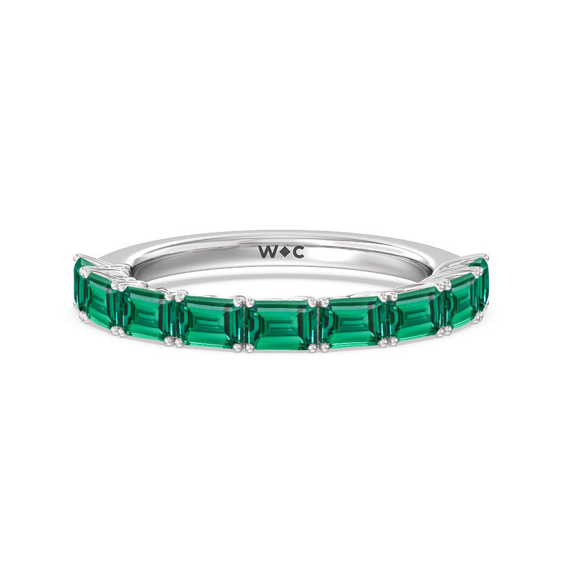 Created Emerald East-West Modern Trellis Anniversary Ring
