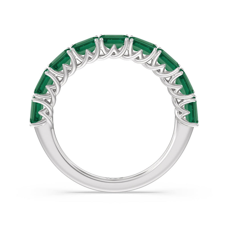 Created Emerald East-West Modern Trellis Anniversary Ring