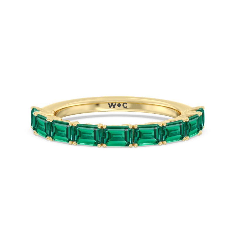 Created Emerald East-West Modern Trellis Anniversary Ring