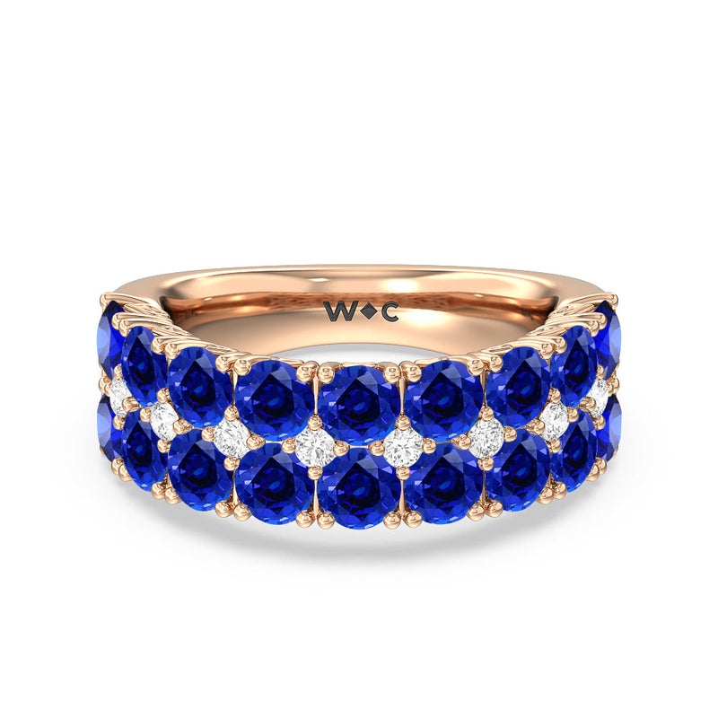 Created Sapphire and Diamond High Line Anniversary Ring