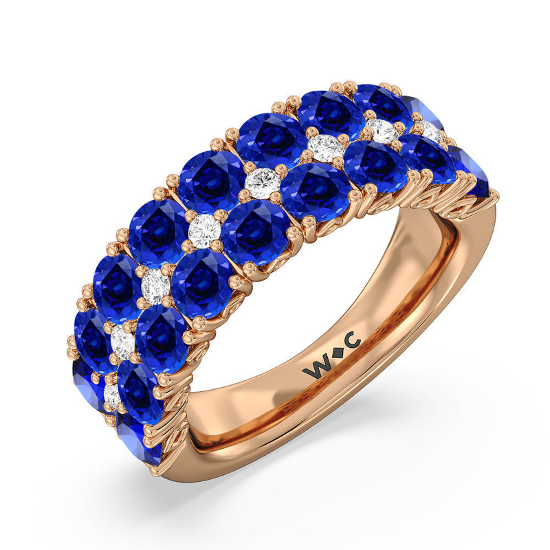Created Sapphire and Diamond High Line Anniversary Ring