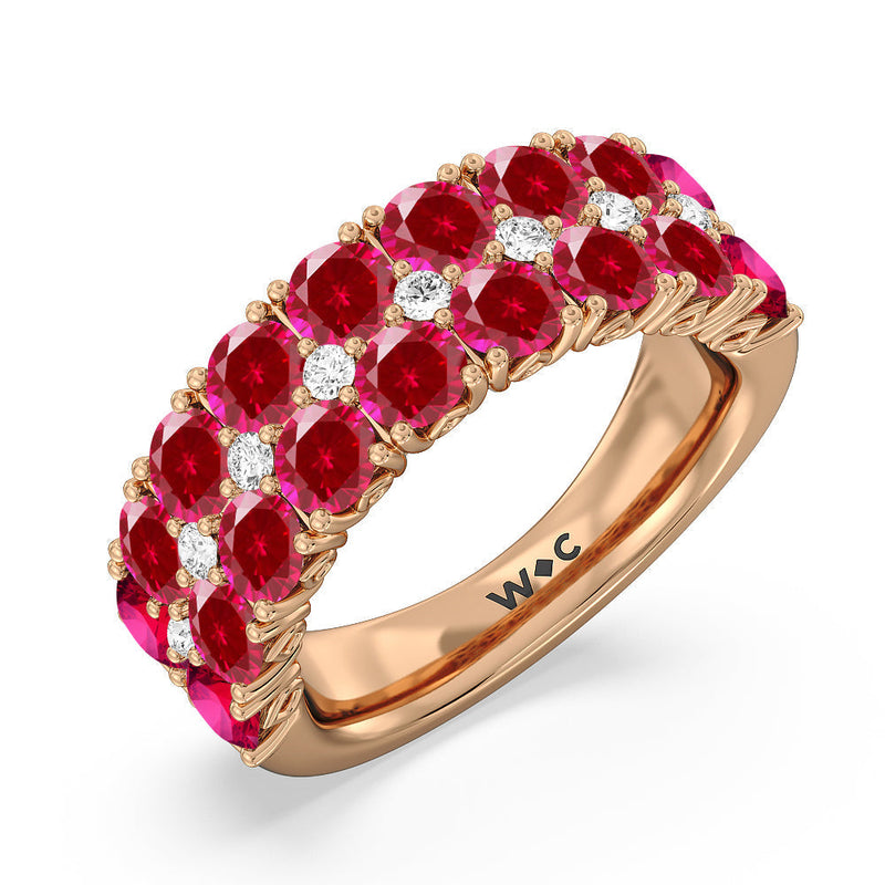 Created Ruby and Diamond High Line Anniversary Ring