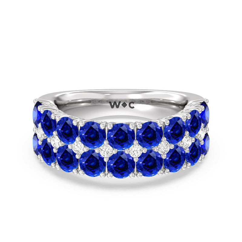 Created Sapphire and Diamond High Line Anniversary Ring