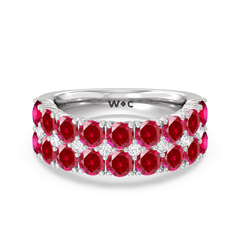 Created Ruby and Diamond High Line Anniversary Ring