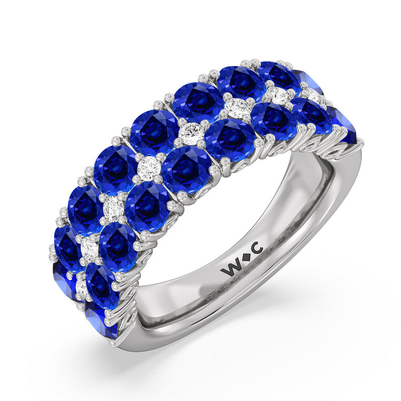 Created Sapphire and Diamond High Line Anniversary Ring