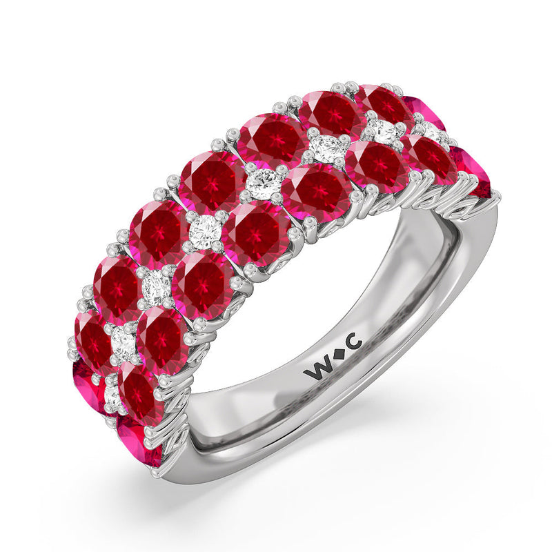 Created Ruby and Diamond High Line Anniversary Ring