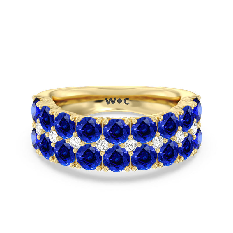 Created Sapphire and Diamond High Line Anniversary Ring