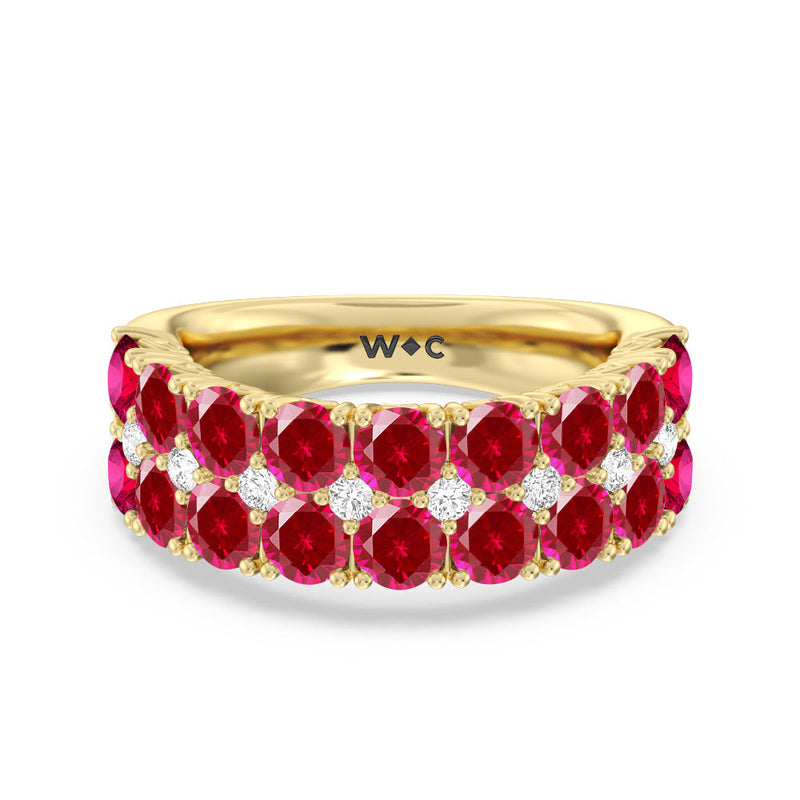 Created Ruby and Diamond High Line Anniversary Ring