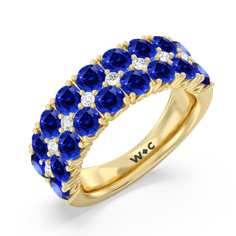 Created Sapphire and Diamond High Line Anniversary Ring
