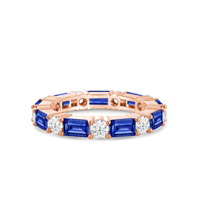 Geometric Sequence Created Sapphire and Round Diamond Eternity Ring