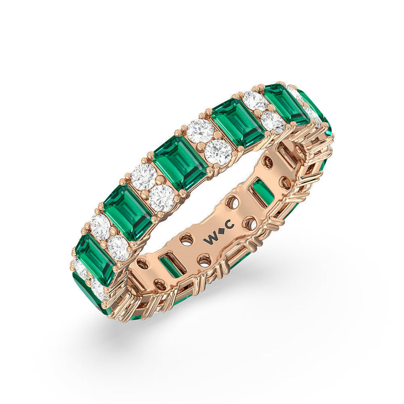 Created Emerald & Rounds Station Eternity Ring