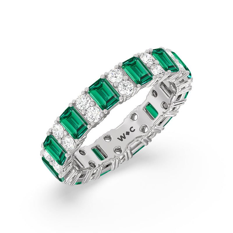 Created Emerald & Rounds Station Eternity Ring