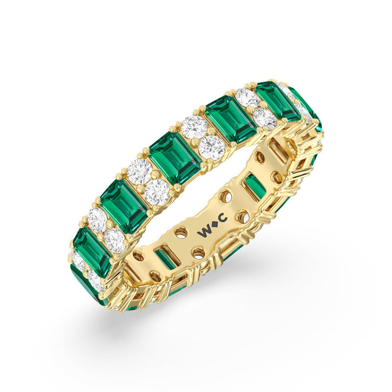 Created Emerald & Rounds Station Eternity Ring