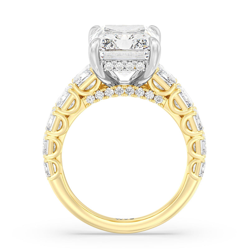 Elegance Emerald Accent Hidden Halo Engagement Ring